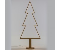 Albero di Natale in legno con base led bianco caldo 170cm